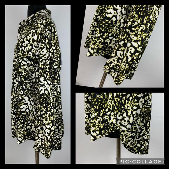 Rock & Republic XXL Animal Cheetah Leopard Print Button Down Roll Tab Sleeves - Picture 6 of 12
